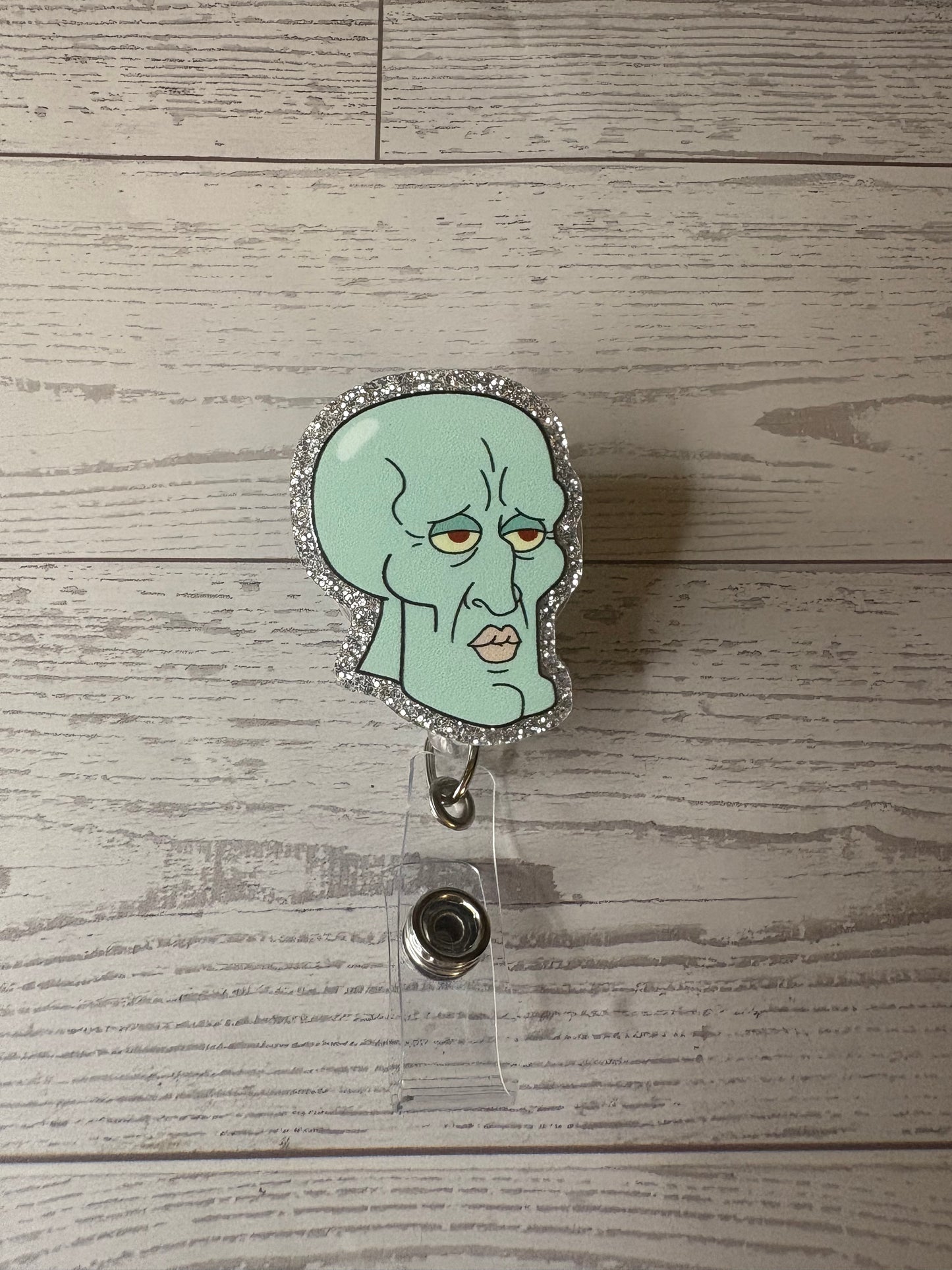 Handmade “Handsome Squidward” Badge Reel