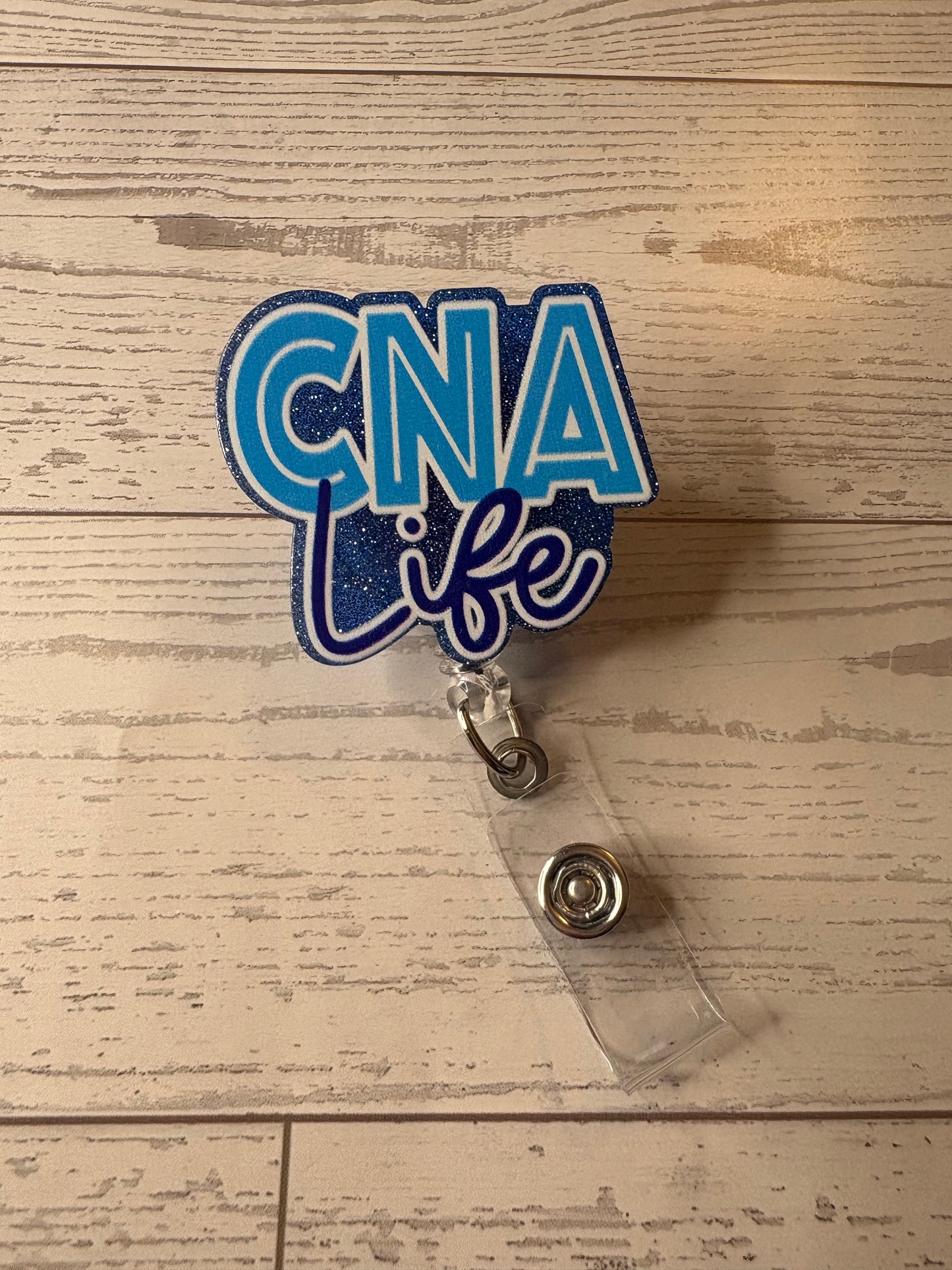 CNA Life | Blue Glitter Healthcare Badge Reel