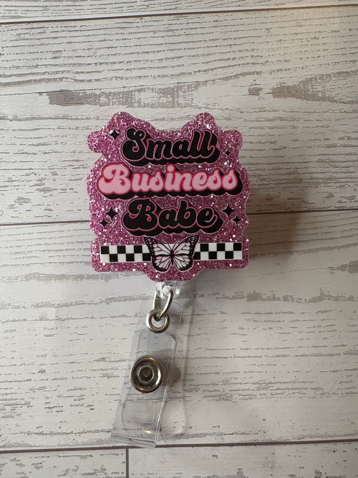 Small Business Babe | Pink Glitter Badge Reel