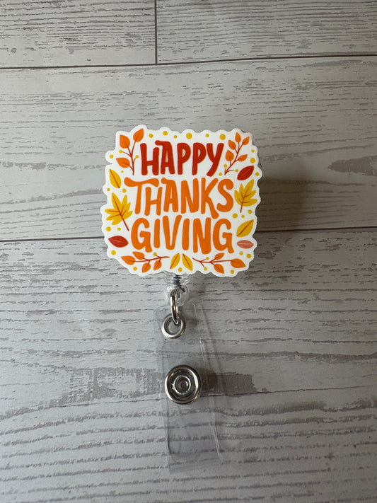 Happy Thanksgiving Badge Reel | Fall Nurse ID Holder
