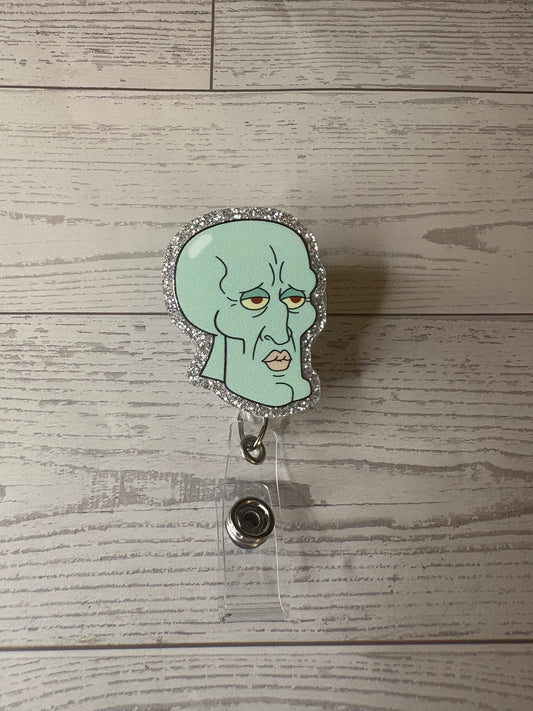 Handmade “Handsome Squidward” Badge Reel