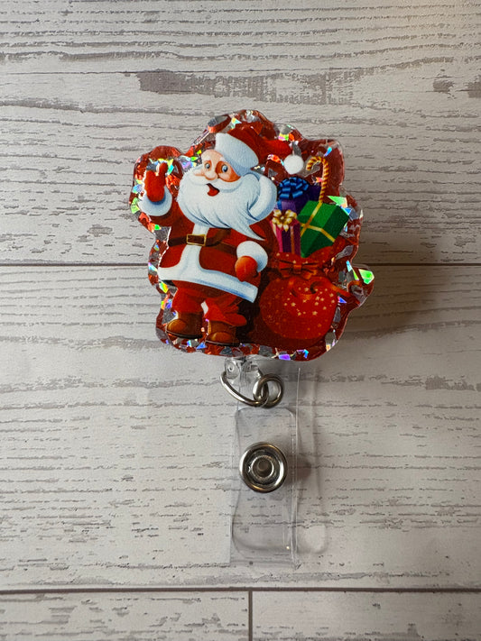 Santa Claus | Christmas Glitter Badge Reel