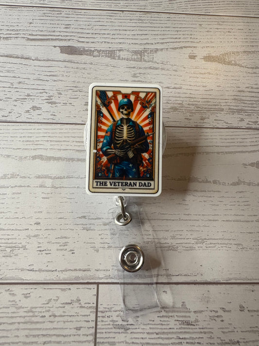The Veteran Dad | Patriotic Skeleton Badge Reel