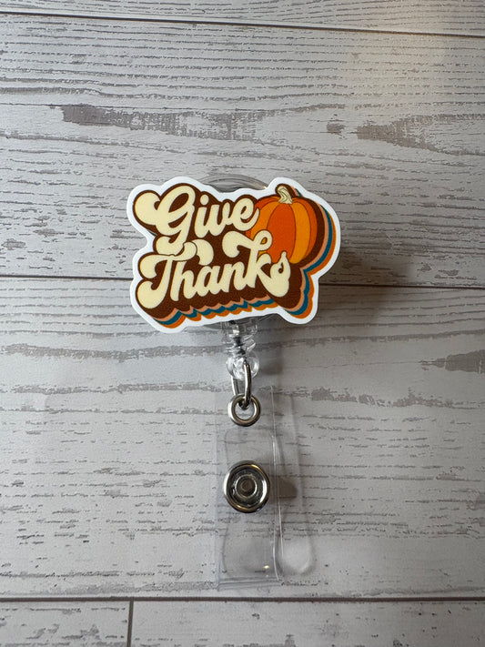 Give Thanks | Fall Pumpkin Badge Reel