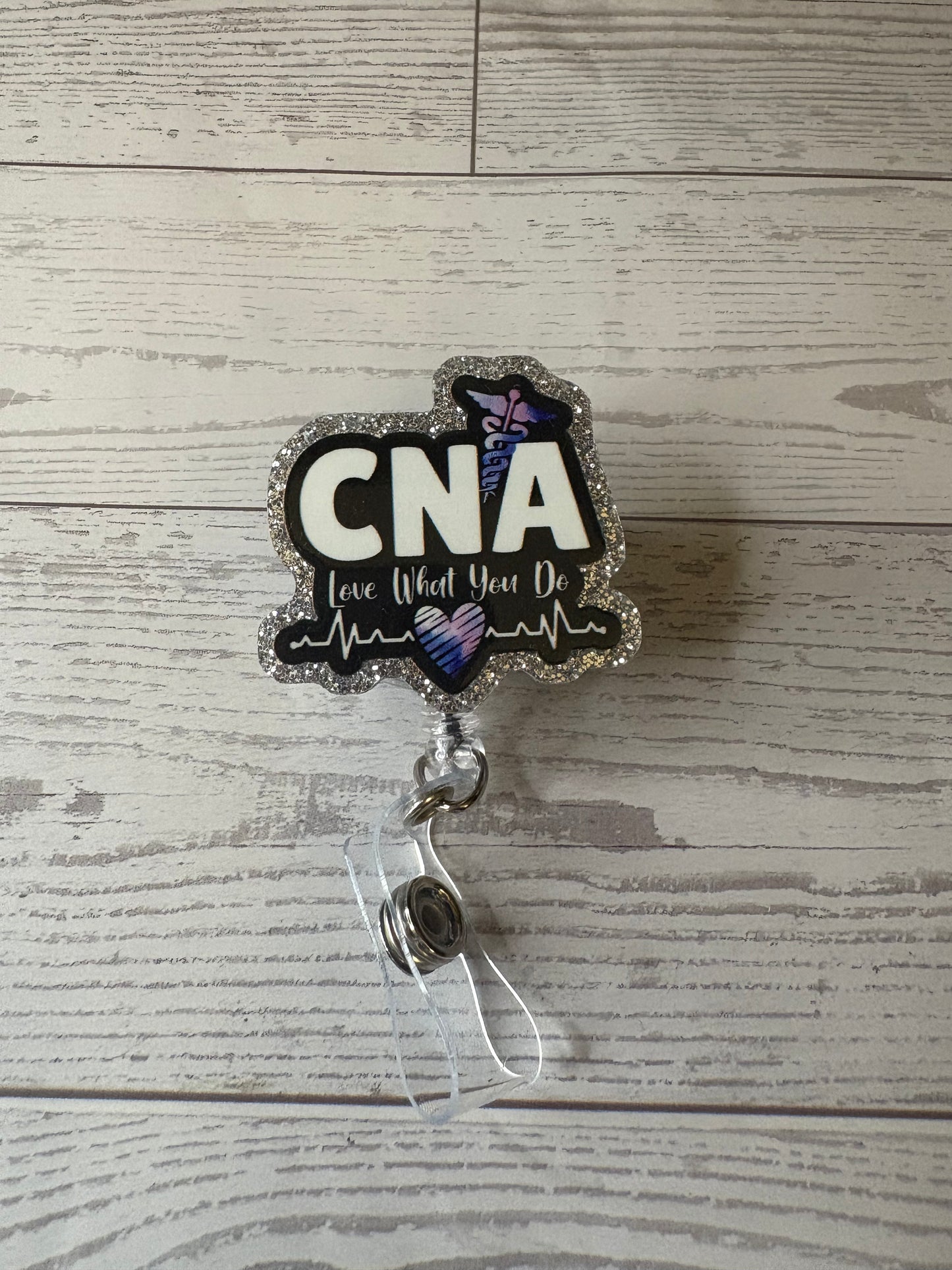 CNA Love What You Do Badge Reel | Glitter Healthcare ID Holder